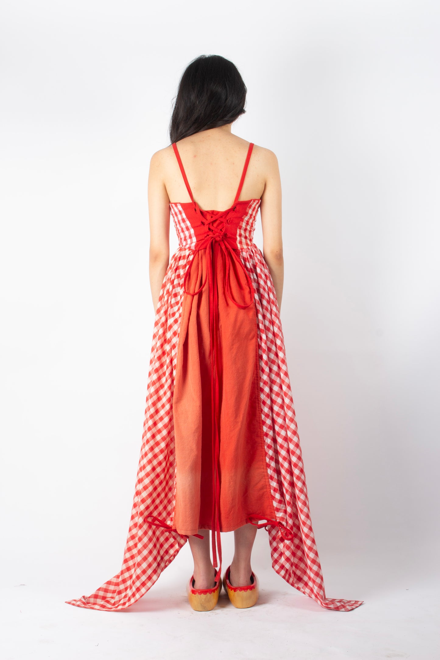 RED GINGHAM BOUFFANT DRESS