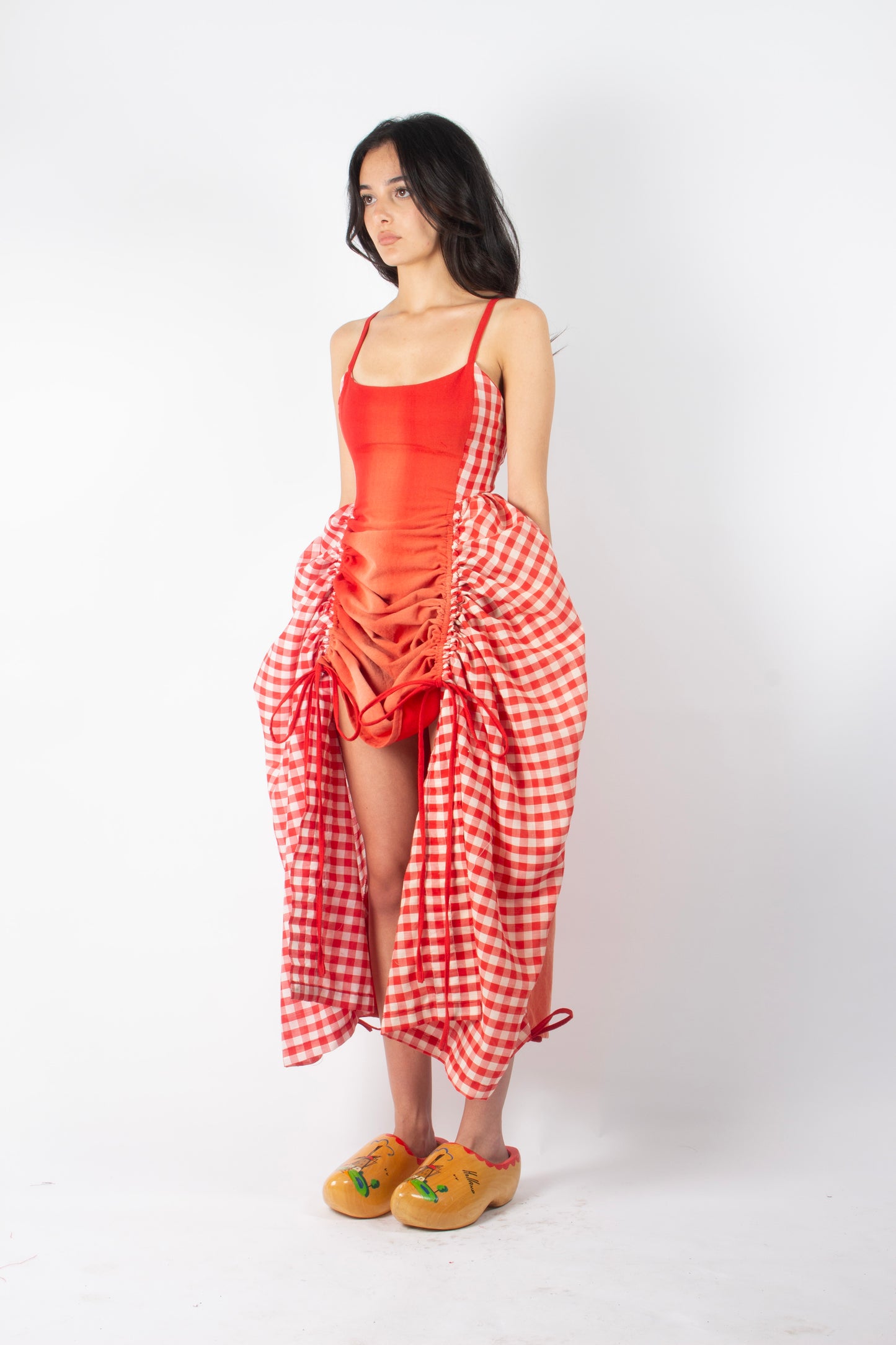 RED GINGHAM BOUFFANT DRESS