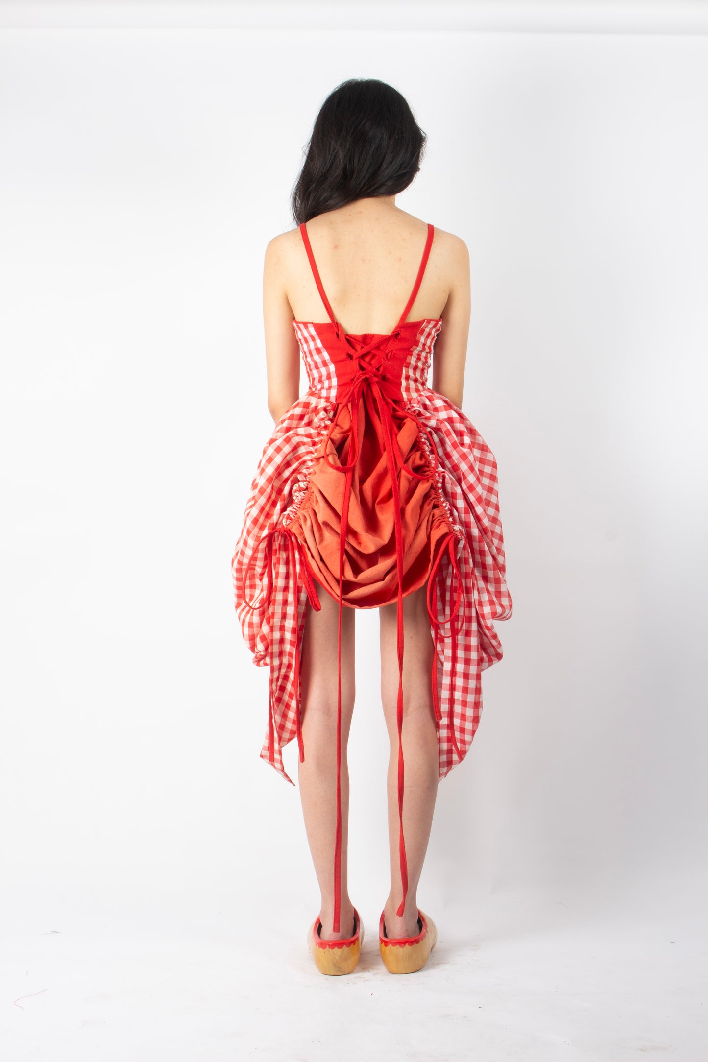 RED GINGHAM BOUFFANT DRESS