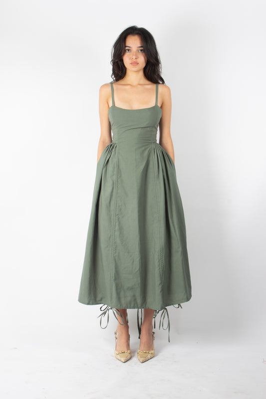 SAGE ADJUSTABLE BOUFFANT DRESS